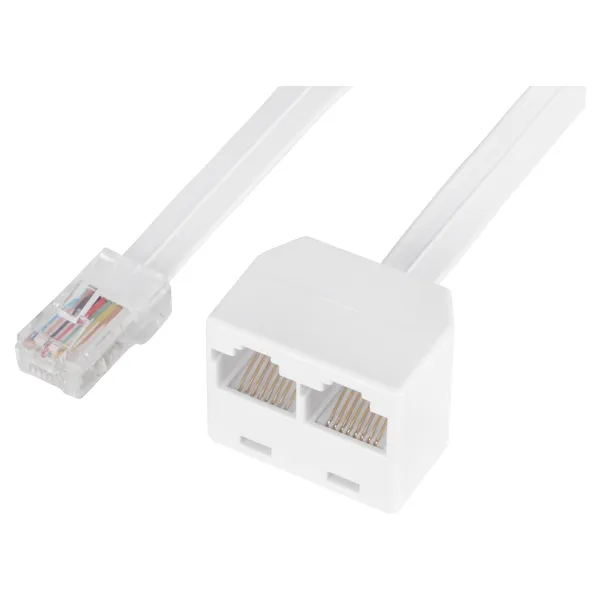 Q-Link telefoonsplitter met RJ45-kabel naar 2 poorten, wit